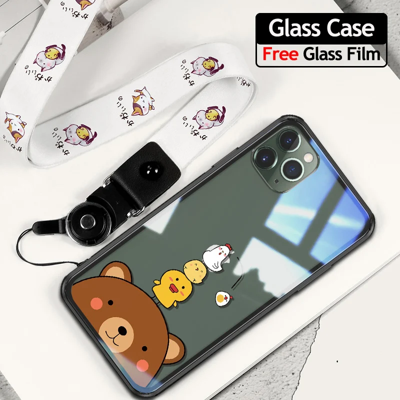 xiongyuxiaoji Чехол из закаленного стекла для iphone 11 pro max 6,5 6,1 Защита Прозрачный чехол для телефона s для iphone 11 pro стеклянная оболочка - Цвет: xiongyuxiaoji