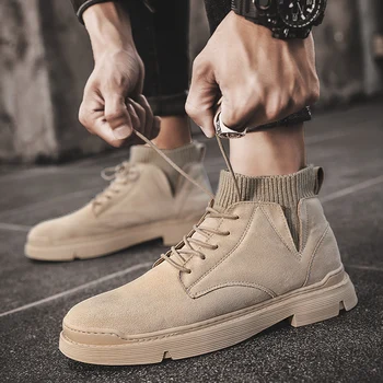 online Coturno Superior Botas Tornozelo Genuíno Para Borracha Goth Alta Trabalho Cowboy Do Vintage Em Casa Camurça Dos Homens Tornozelo Vestido Botas De Inverno Boty Chelsea