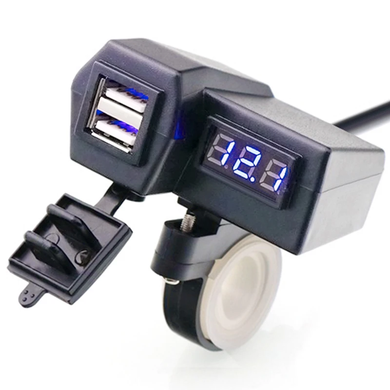 EAFC мотоциклетное двойное USB зарядное устройство 12 В 3.1A Moto 2.1A+ 1A 12 В до 5 В 15 Вт USB зарядное устройство с вольтметр светодиодный дисплей розетки