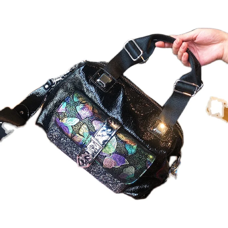 

Butterfly Color Ita Luxury Handbag Brand 2020 Leather Women Shoulder Bag Sequin Rivet Diamond Durable Designer Ladies Bag Ita ne