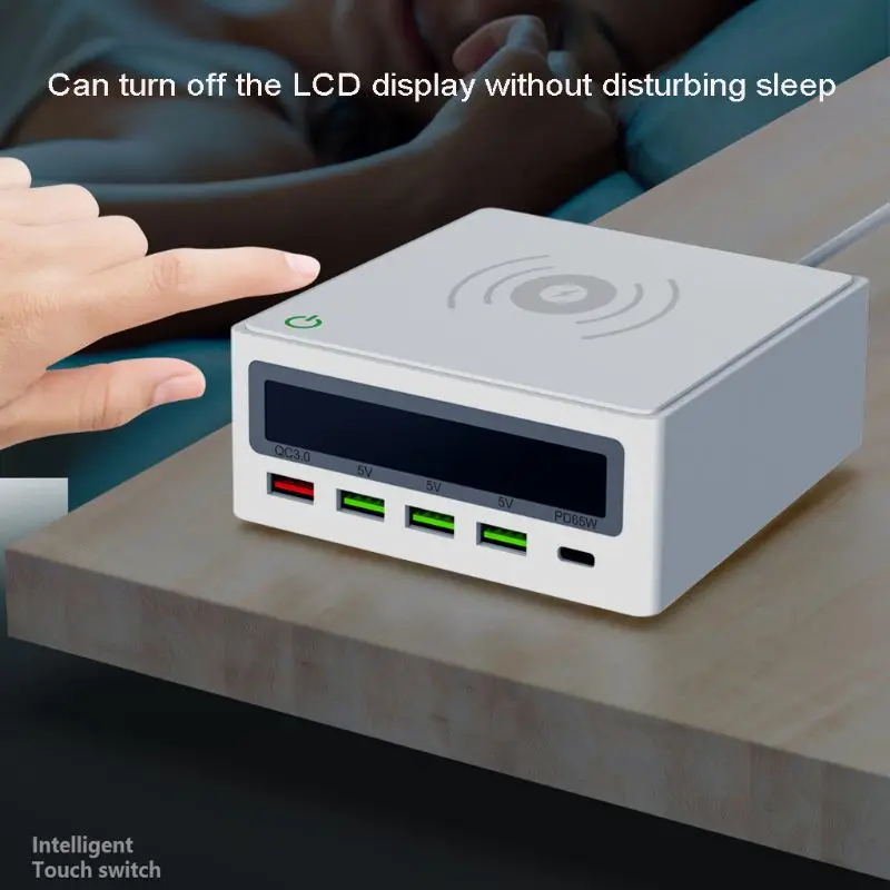 5-Port QC3.0 USB Type C PD 65W Power Adapter Qi Wireless Charger Cellphone Fast Charger Station For Laptop Mobile Phone Tablet 5-Port QC3.0 USB Type C PD 65W Power Adapter Qi Wireless Charger Cellphone Fast Charger Station For Laptop Mobile Phone Tablet