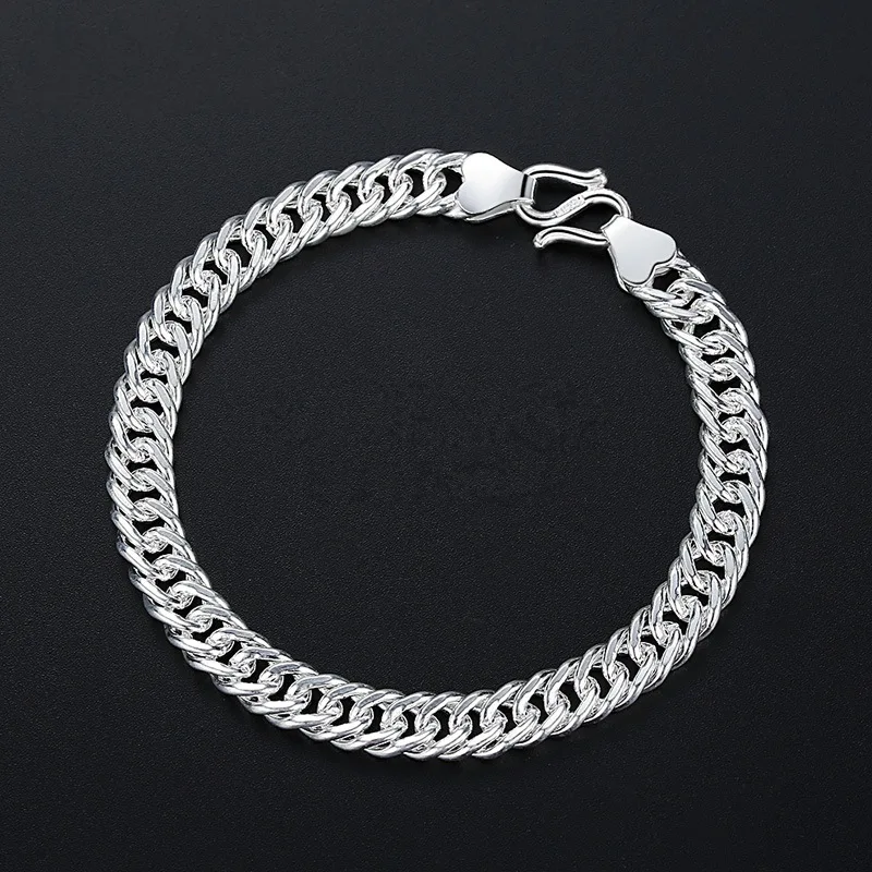 Men's Domineering Silver Bracelets  Hip-hop Link Chain Rock Bracelet Men's Accessories  Bracelets