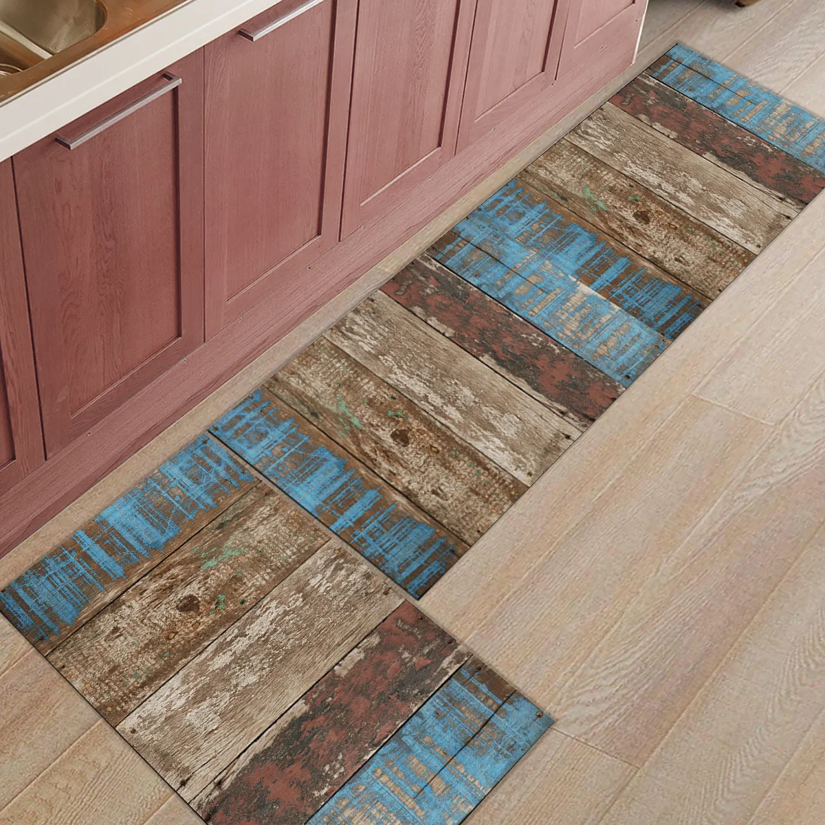 2Pcs/Set Wooden Board Faded Retro Kitchen Accessories Door Mat Tapete Doormats Bathroom Carpet Room Pad Floor Mats Home Rugs | Дом и сад