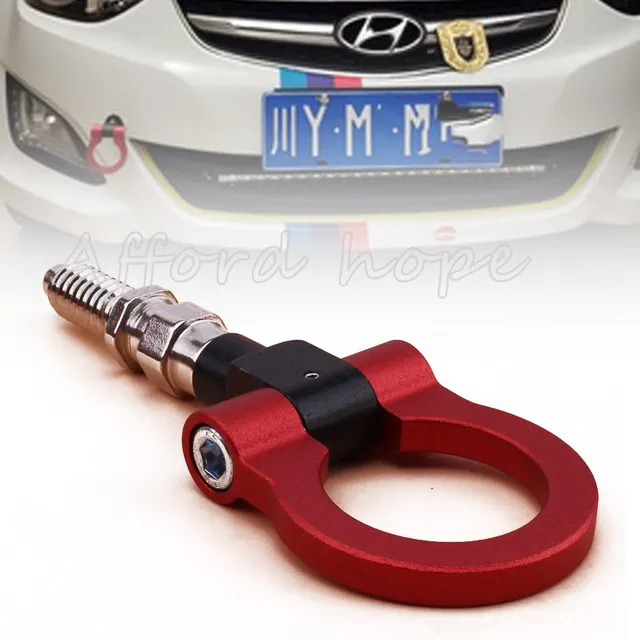 Universal 1set Red Aluminum Car Auto Racing Trailer Ring Tow Hook Eye Tow Car Screw-on Front For EURO Car Opel VW Citroen