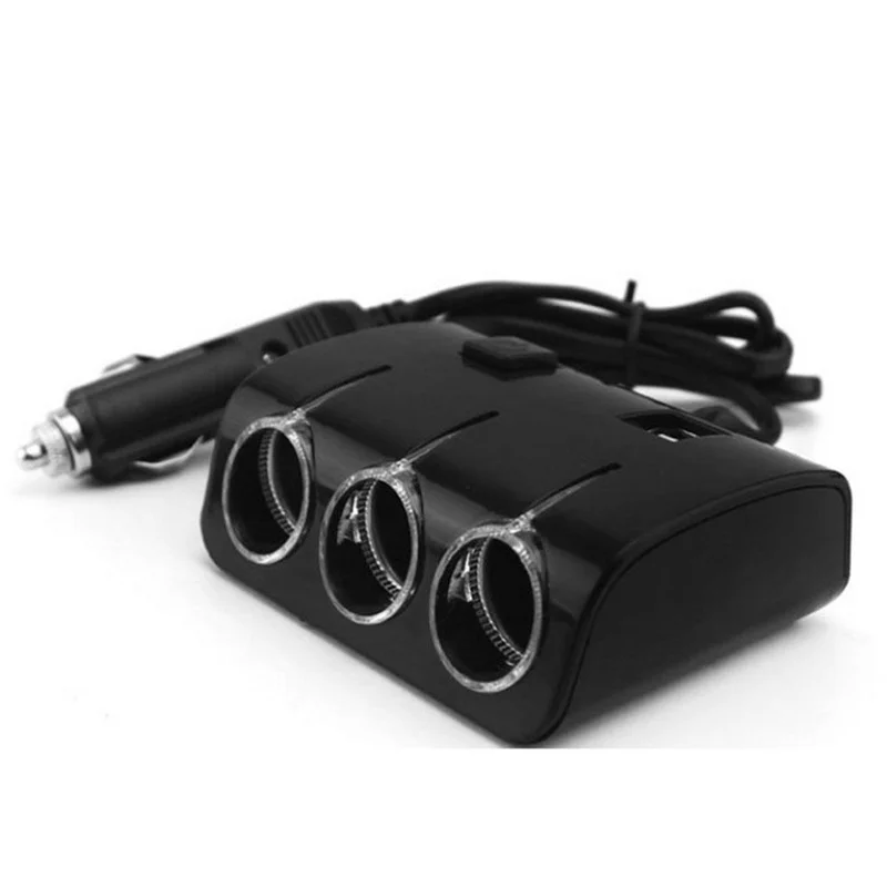 

LED Display Car cigarette lighter Adapter DC 12V/24V 3 Way Car Cigarette Lighter Socket Splitter 2 USB Charger Adapter 5V/1.2A