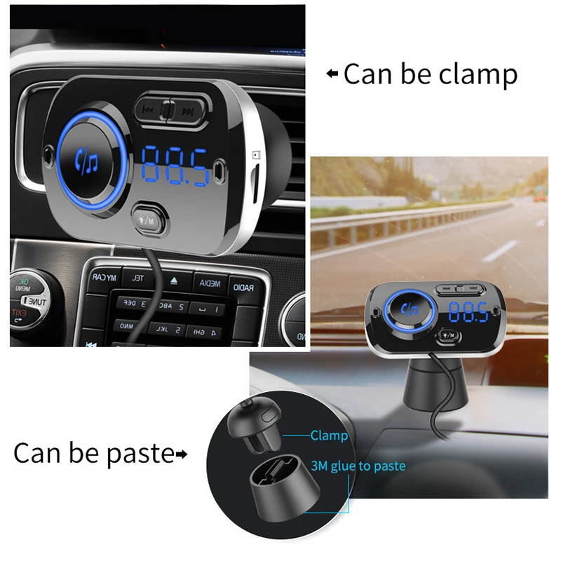 Автомобильный Bluetooth MP3-плеер fm-передатчик с громкой связью USB быстрое зарядное устройство Громкая связь вызов автомобиля атмосферные огни