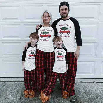 

Family Matching Christmas Pajamas New Year Mother Daddy Baby Girl Boy Family Look Xmas Tree and Car Print Christmas Clothes
