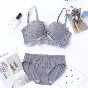 

Small Chest Thick Cup Gathered In Summer Breathable Non-steel Underwear Cross Back Sexy Seamless Soft Bra Set Bra and Panty Set