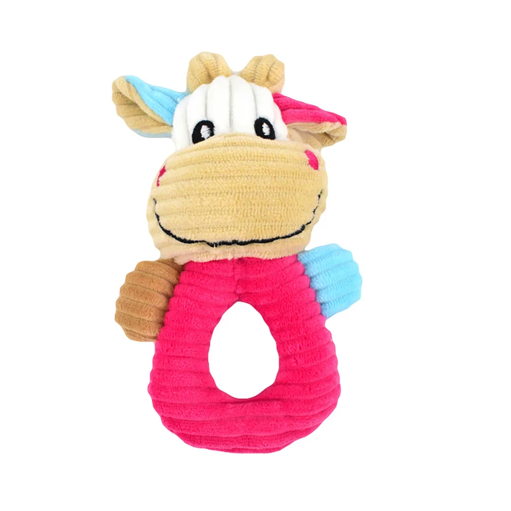 Pet Dog Molar Chew Squeaky Sound Funny Toy Cartoon Cleaning Tooth Plush Bite Doll - Цвет: Cow