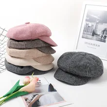 LA Новая модная шерстяная восьмиугольная шапка шапки женские 8 цветов Осень зима Стильная художница газетчик Кепка s берет шапки gorras