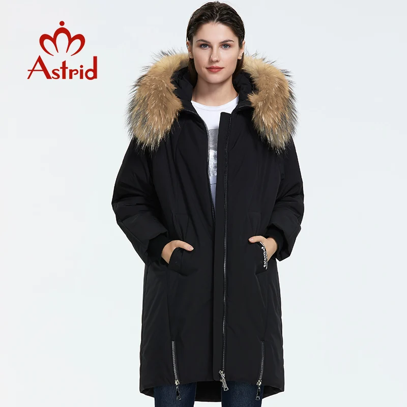  Astrid 2019 Winter new arrival down jacket women loose clothing with fur outerwear high quality thi