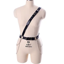Кожаный ремень на одно плечо, сексуальное женское белье, фетиш, готический, Rave, металлическая цепочка, для тела, бондаж, топы, регулируемый ремень для женщин
