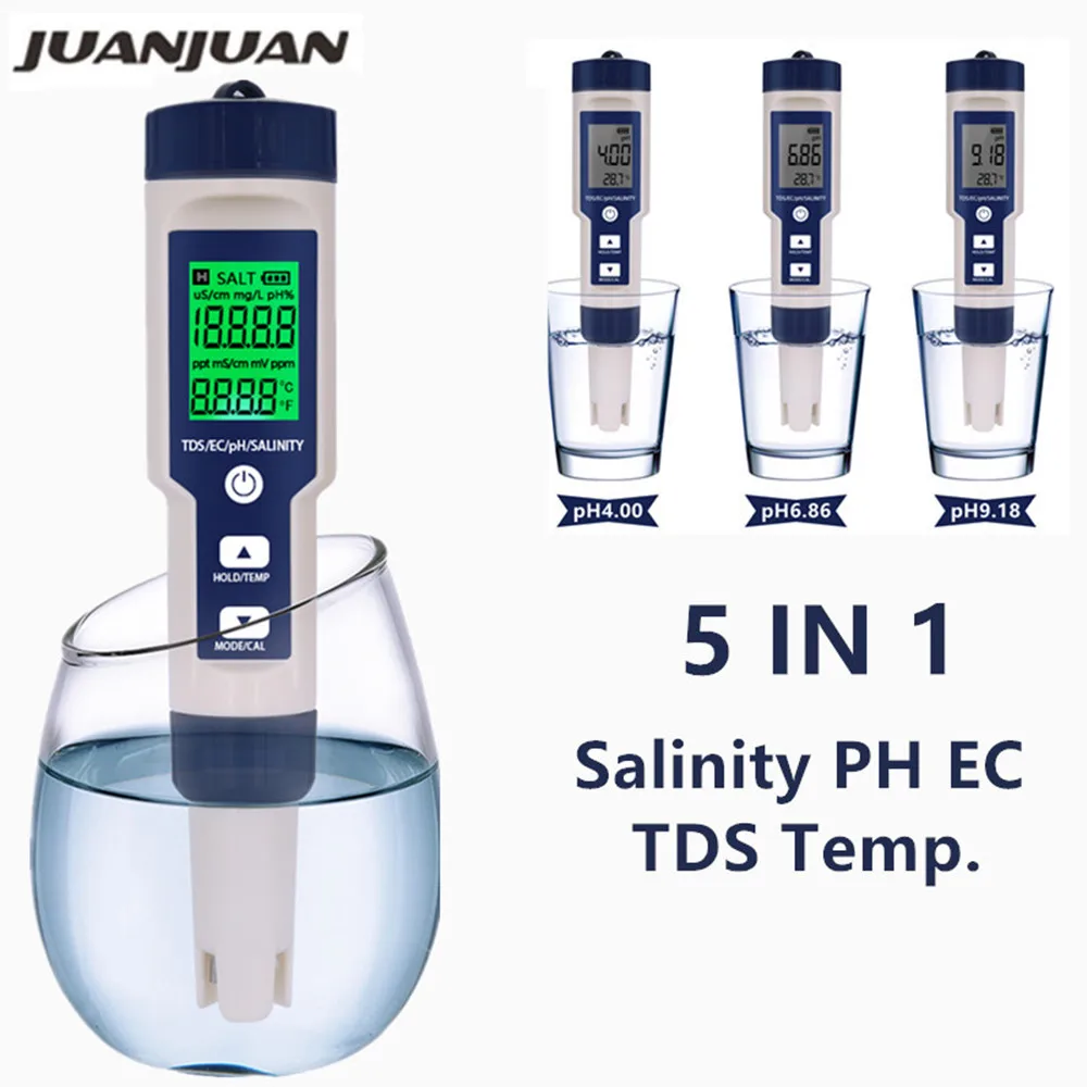 cloth measuring tape 5 In 1 Digital PH TDS EC Meter Salinity Temperature Tester Conductivity Water Filter Purity Pen with backlight 50%off ball micrometer