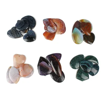 

5pc/bag Natural Agate Pendant Smooth Agate Pendant Mixed Color Natural Agate Stone Irregular DIY Necklace Jewelry Accessories