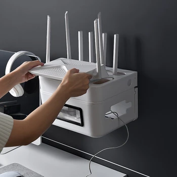 

Wireless Wifi Router Storage Box Separate Wall Hanging Shelf For Router Organizer Power Strip Charger Storage Organizer Rack