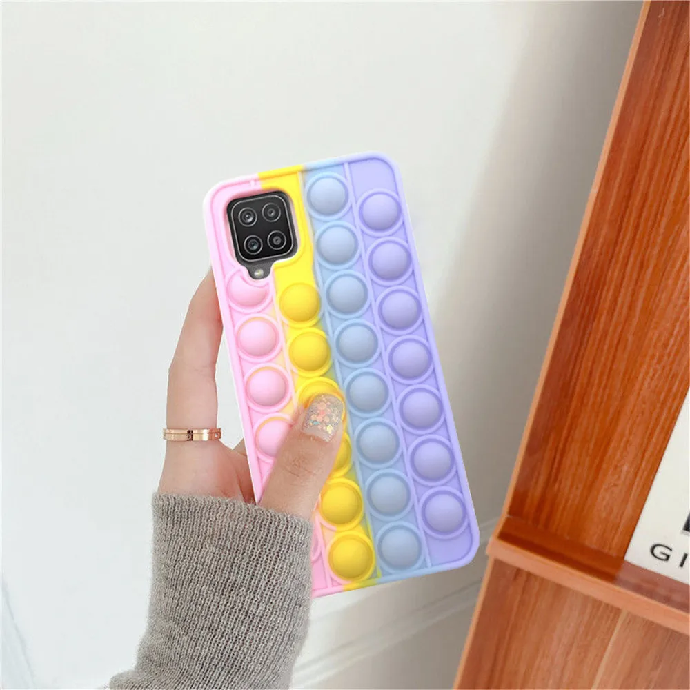 samsung silicone A32 A12 A11 A21 Push Bubble Pop Fidget Toy Phone Case Soft Cover for Samsung S10 Plus S20 A70 A50 A51 A71 A31 Stress Reliver Toy samsung cute phone cover Cases For Samsung