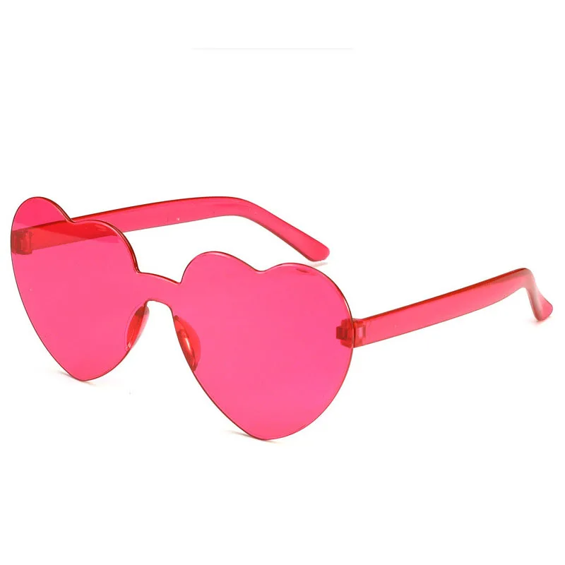 Love Heart Shape Sunglasses Women Rimless Frame Tint Clear Lens Colorful Sun Glasses Female Red Yellow Shades Travel