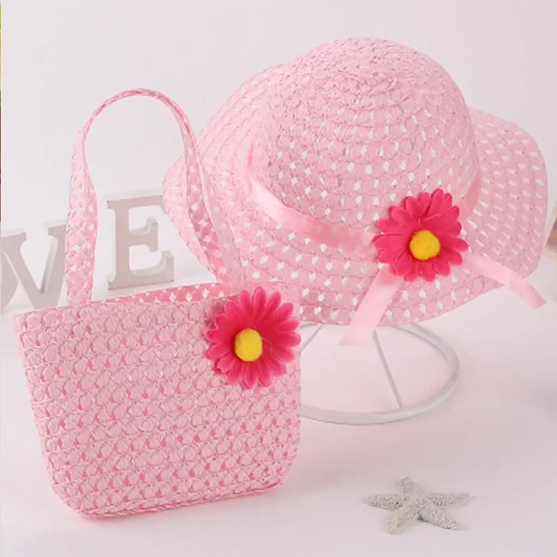 Beach Hat New Summer Children Wide Brim Straw For 3-7 Old Years Holiday Travel