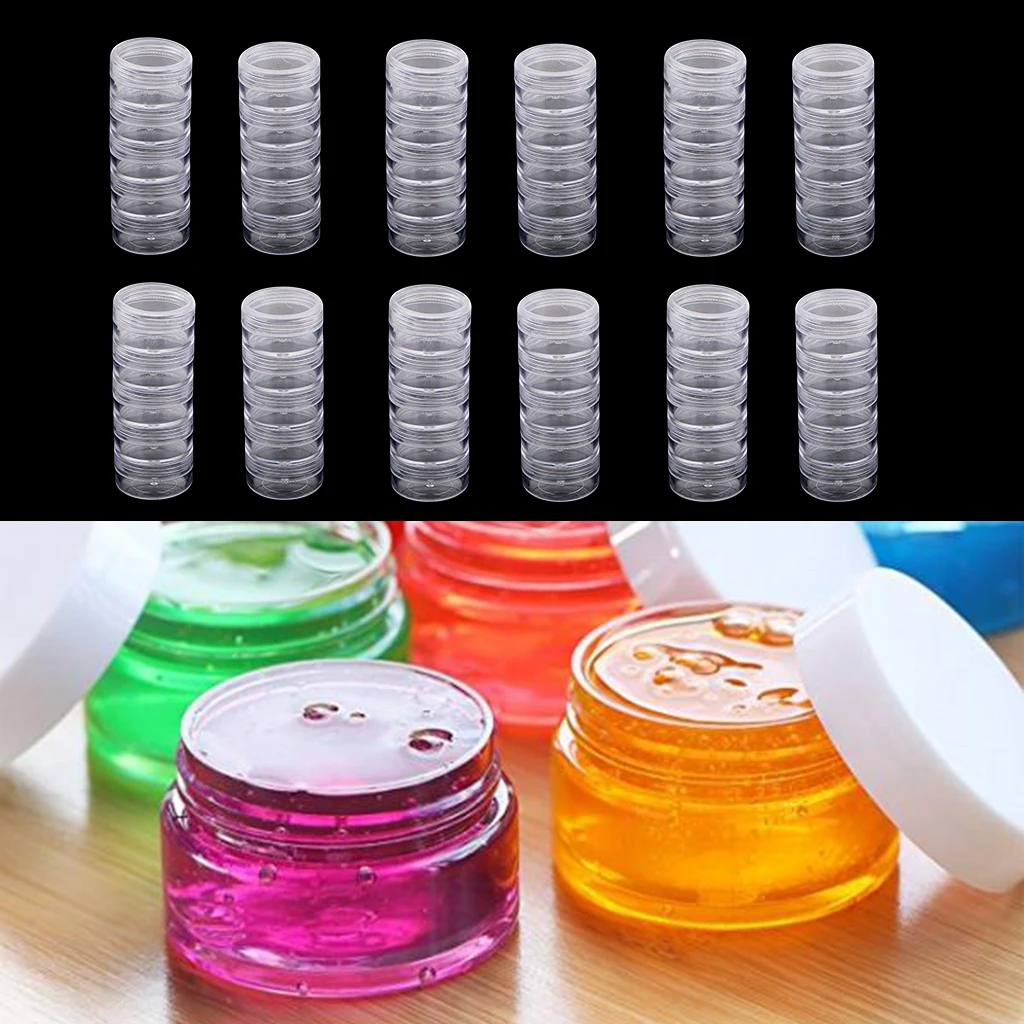 12Set 5 Stackable Clear Screw Top Jar Storage Containers Craft Jewelry Bead Box