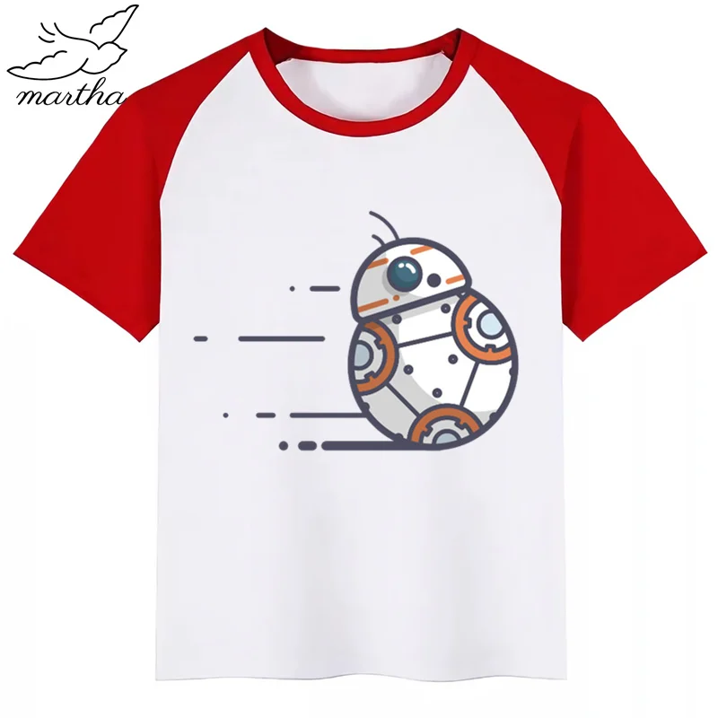 Новая футболка «Звездные войны» Bb8 футболки с милым животным принтом для девочек Детская Удобная футболка с круглым вырезом одежда с короткими рукавами для мальчиков и девочек - Цвет: RedJ