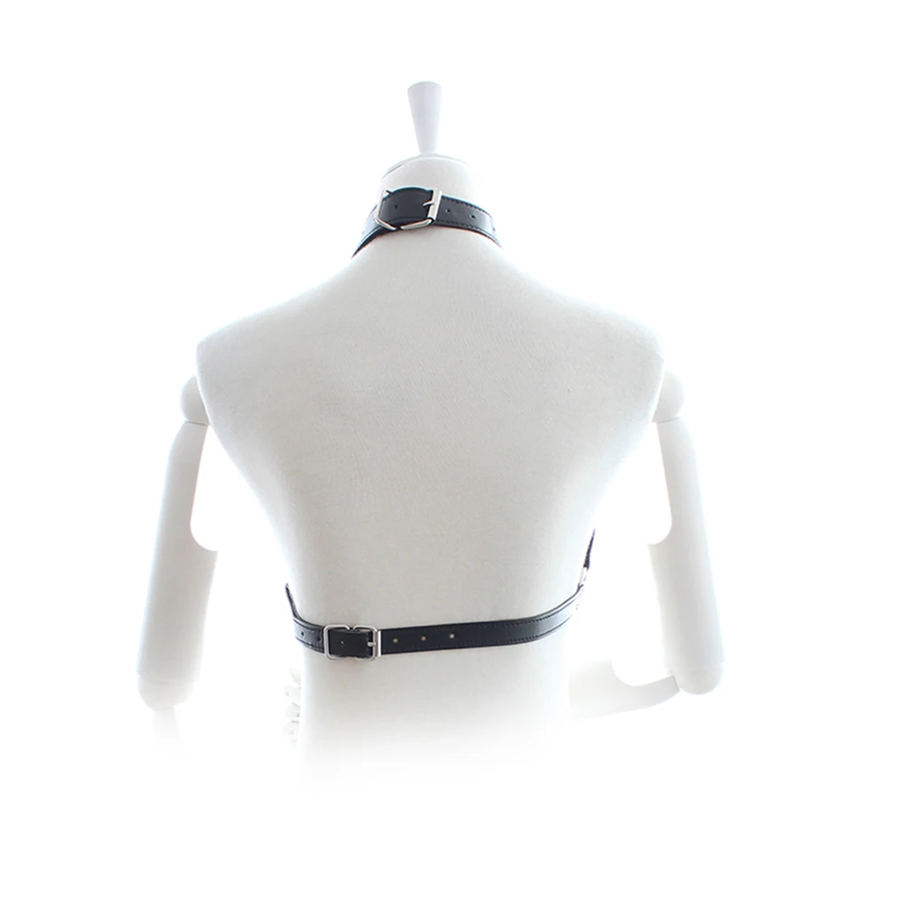 Sexy Black Leather Cage Bra Harness Straps Gothic Steampunk Costume Top for Women