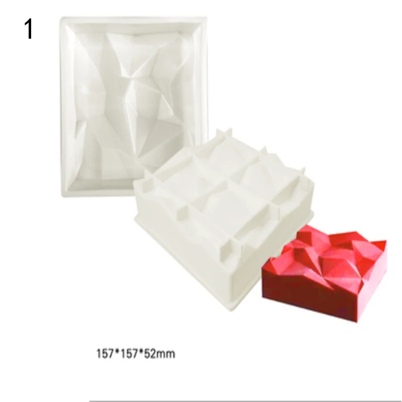 Description Picture 5 of itemSilicone Mousse Cake Mold Diamond Peak Square Twill Square Hill 3D Cupcake Jelly Cookie Mini Muffin Soap Maker DIY Baking Tools