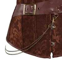 Brown Buckle Floral Plus Size Leather Steampunk Corsets 1