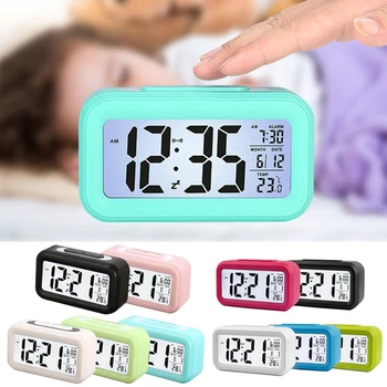 

Alarm Clock LED Digital Alarm Clock Display with Temperature Calendar Clocks for Home Office Travel