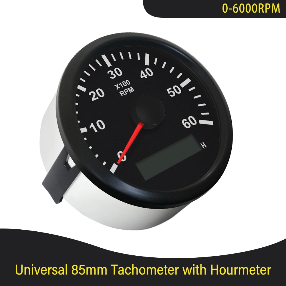 85mm Marine Tachometer With LCD Hour Meter 0-8000 RPM Red Backlight 12V/24V From Tachometer - Price 26.26 - View #7