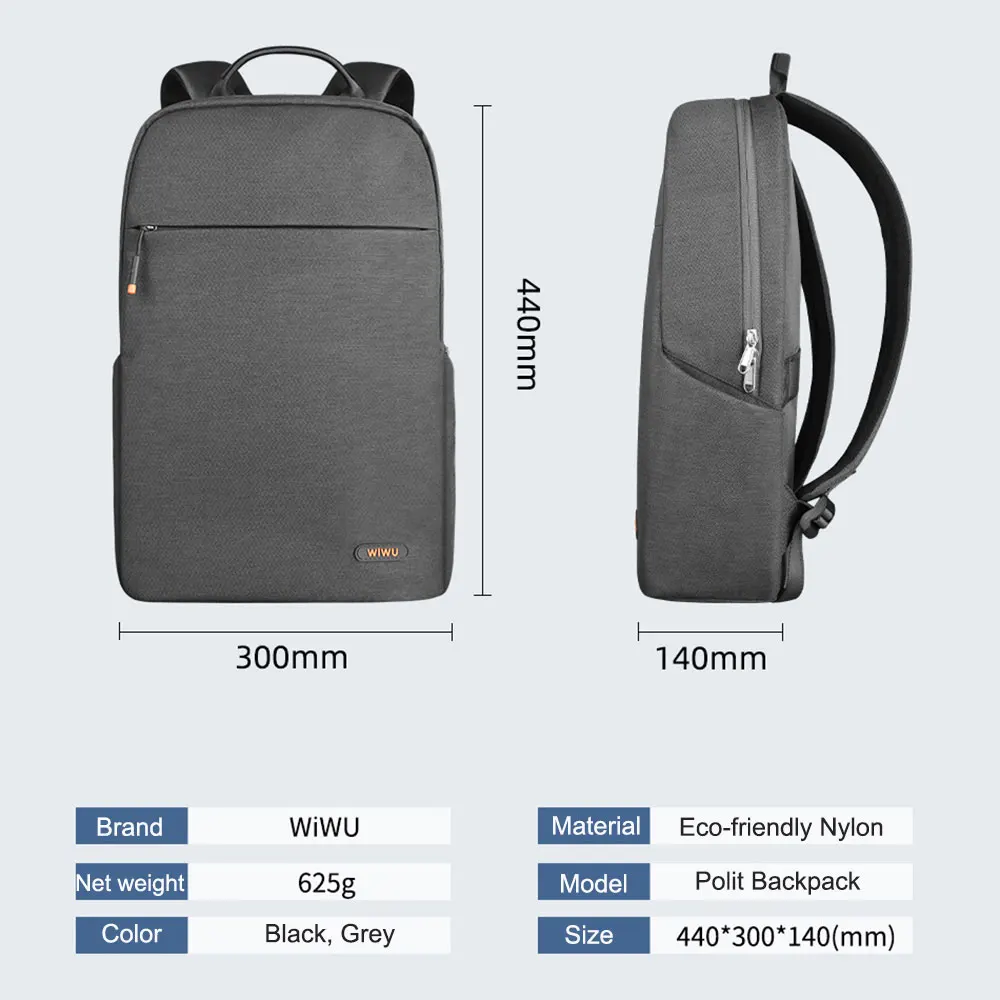 Wiwu-mochila Laptop de Grande Capacidade Nylon à Prova Dágua Leve para a Escola para Macbook Air 15.3 Novo - Imagem 5