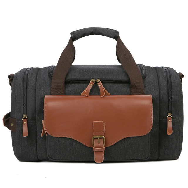 Leisure Travel Bags with Large Capacity Canvas Travel Bags Carry-on Suitcase Duffle Travel Bag Convenient Portable Weekend Bag black