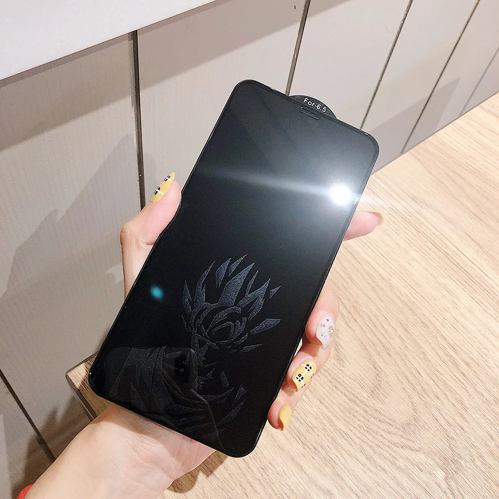 LinXiang Invisible Anime Dragon Ball Saiyan Goku 6D Tempered Glass Screen Protector For iPhone 6 6s 7 8 Plus X XR XS Max 11 Pro