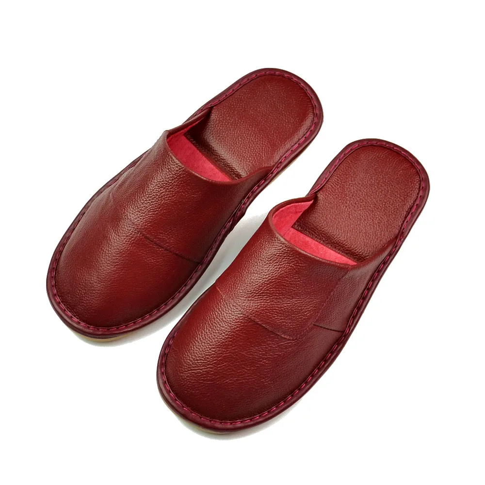 Genuine Cow Leather slippers couple indoor non-slip men women home fashion casual single shoes PVC soft soles spring summer 508