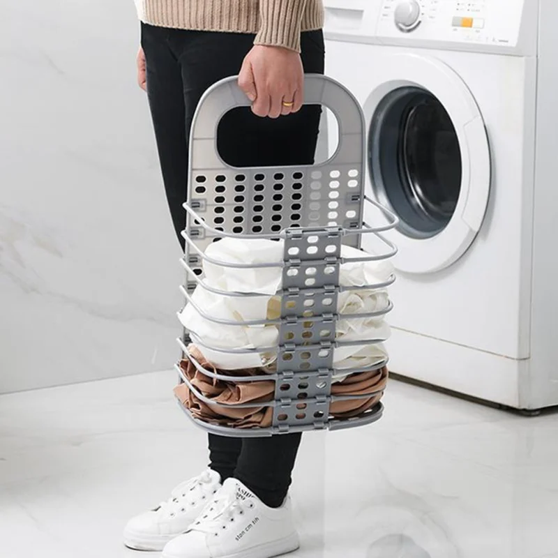 

Foldable Laundry Basket Toy Plastic Storage Basket Household Wall Hanging Laundry Basket Useful x