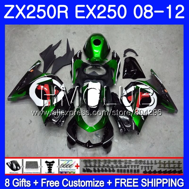 Body For KAWASAKI NINJA EX250 ZX250R 2008 2009 2010 2011 2012 9JK.0 ZX 250R ZX-250R EX 250 08 09 10 11 12 Fairings Green black Body For KAWASAKI NINJA EX250 ZX250R 2008 2009 2010 2011 2012 9JK.0 ZX 250R ZX-250R EX 250 08 09 10 11 12 Fairings Green black