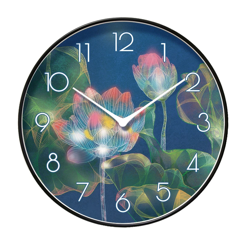 

Round Creative Mute Modern Design Large Wall Clock Clocks for Home Kitchen Living Room Decor Battery Operated Silent
