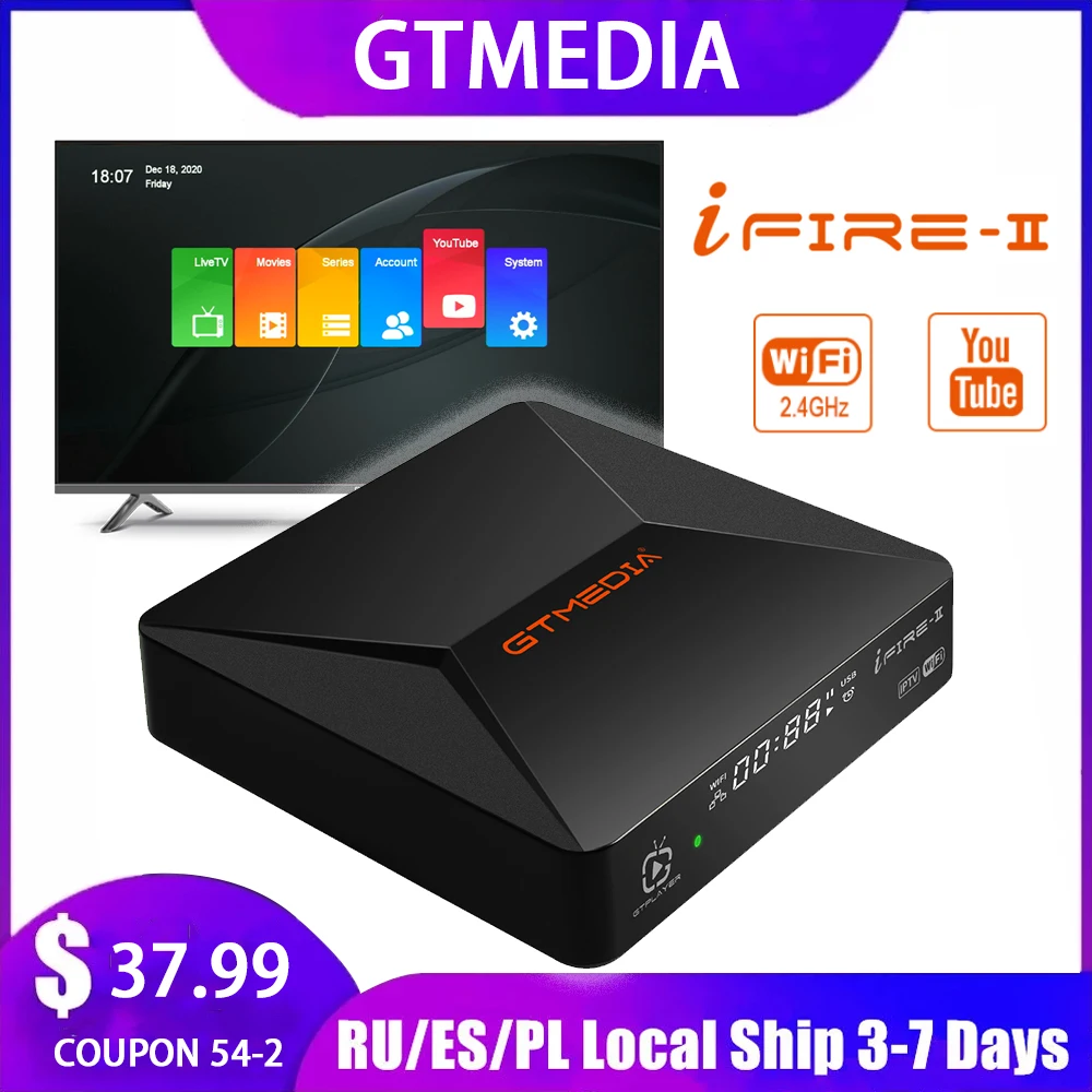 Смарт ТВ-приставка GTMEDIA Ifire 2 H.265 10 бит/2 4 ГГц Wi-Fi Интернет/Bluetooth пульт