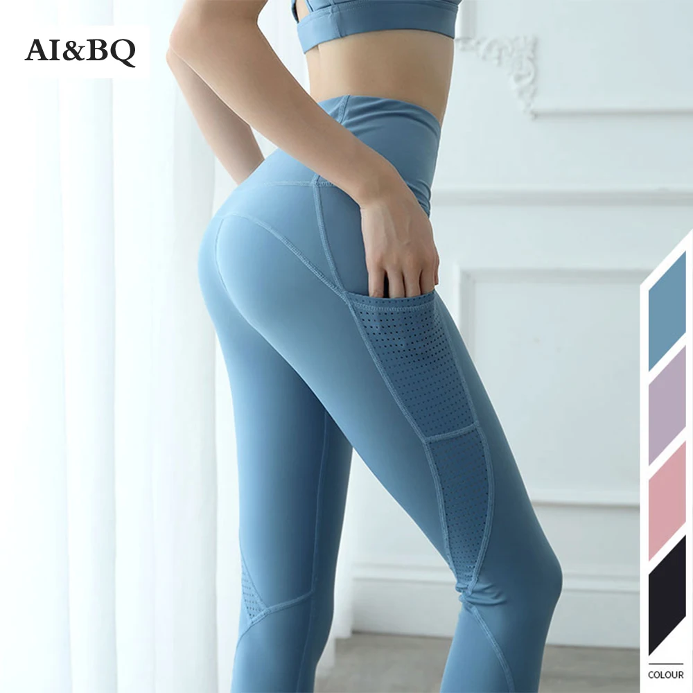 

AI&BQ Women Energy Seamless Tummy Control Pocket Yoga Pants Super Stretchy Gym Tights High Waist Sport Leggings Running Pants