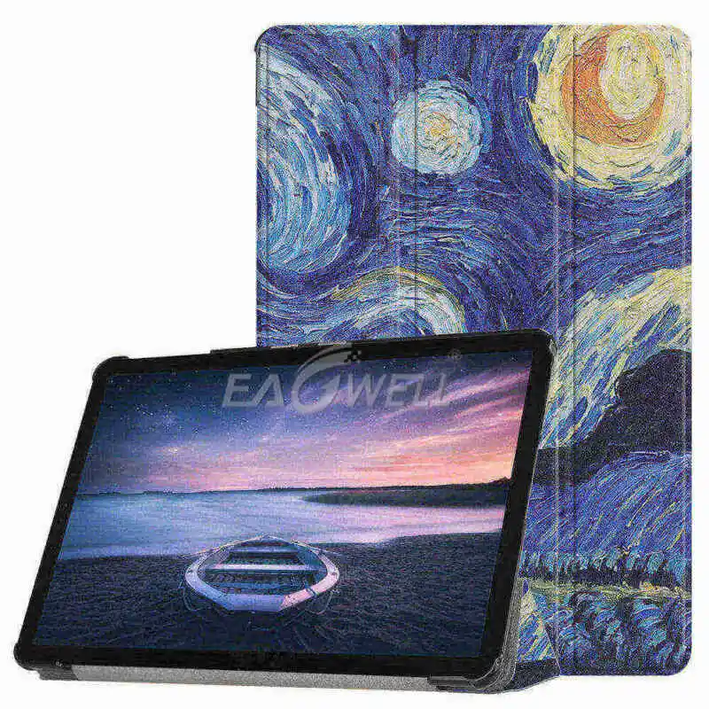Starry sky Трехстворчатая крышка для Samsung Galaxy Tab A 10," SM-T590 T595 T597 чехол с принтом кожаный флип-чехол с подставкой Авто Режим сна - Цвет: Starry sky