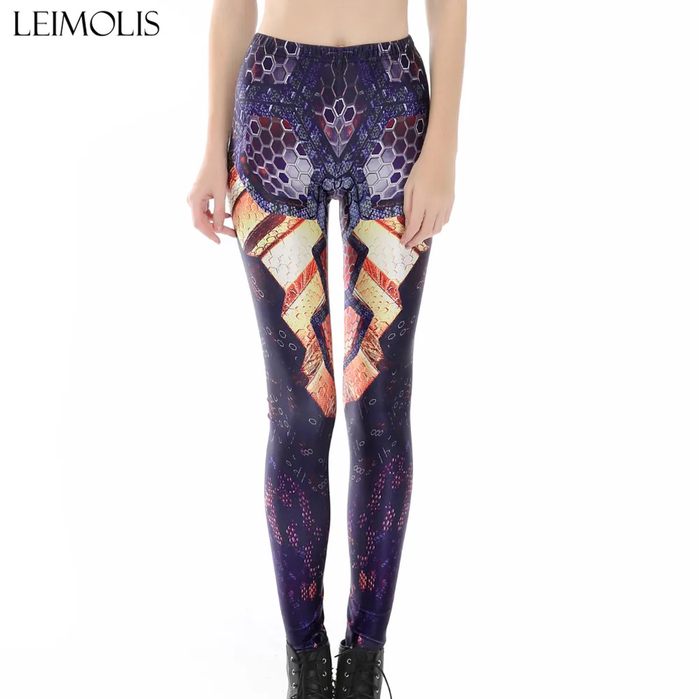 

LEIMOLIS new 3D print Hive armor Harajuku punk High Waist workout push up spandex plus size fitness leggings women pants