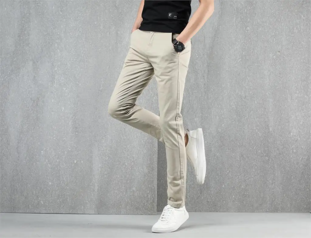 DAISHU осень светильник хаки мужские брюки Slim Fit весна Высокое качество Бизнес плоские Классические Длинные повседневные черные брюки мужские