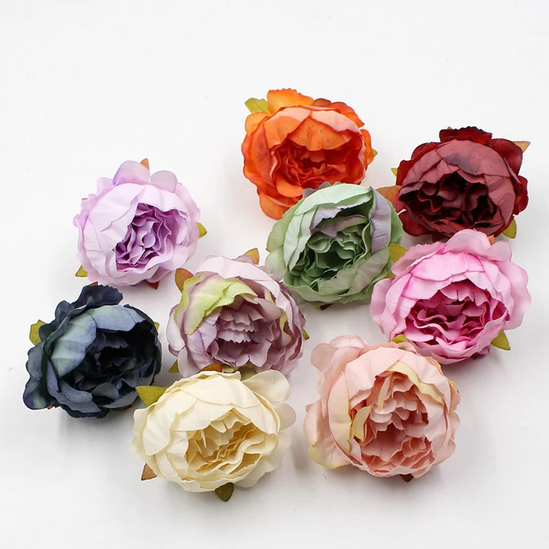   JAROWN 5cm High Quality Peony Flower Head Silk Artificial Flowers Decor Home DIY Garland Christmas Decorations New Year Decor (14)