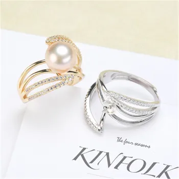 

Classic Sterling Silver 925 Adjustable Ring Accessories Women Wedding Pearl Simple Silver Zircon Ring Jewelry