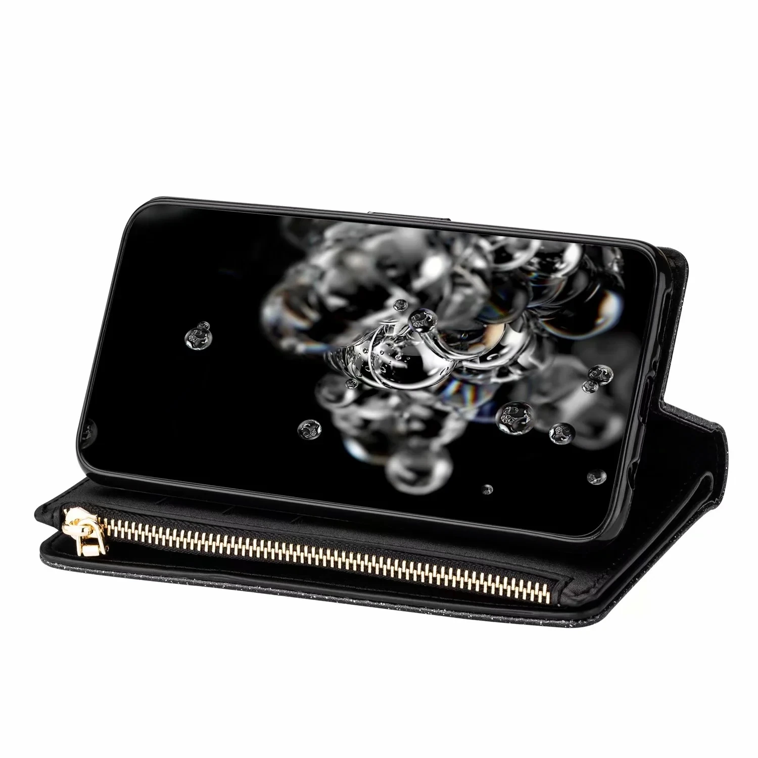 Husă portofel cu glitter pentru Huawei P40, P30, P20 Lite, Mate 20, 10 Pro, Honor 10 Lite 8A, P Smart Y6 Y7 2019_voghion.com