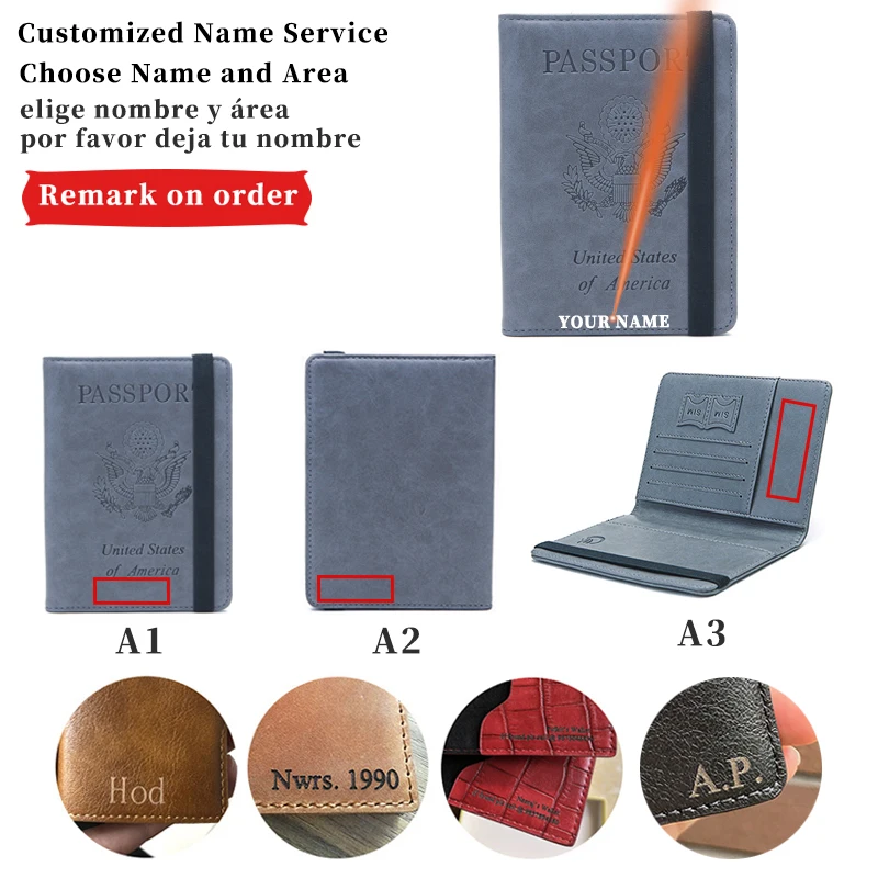 

Travel Men's And Women's Business Bank Card Holder Case Credit ID&Document Passport Cardholder Customized Engraved Name Passport