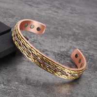 Vinterly Cross Copper Bracelets Gold-color Rose Twisted Magnetic Women Adjustable Open Cuff Bangles Resizable Jewelry Magnets 1