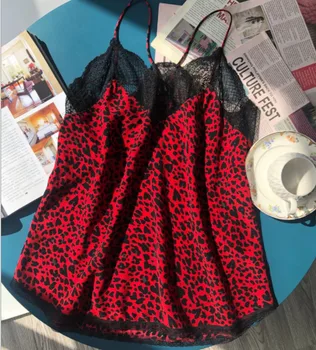 

Lepard Print Lace Camis Summer Sexy Women Sleeveless Top Summer Female Clothing