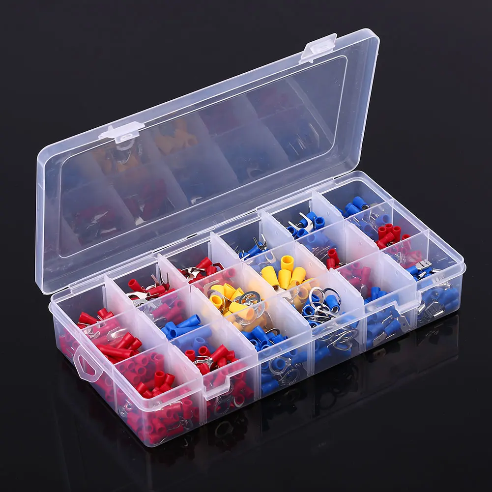 

520pcs Spade Butt Ring Electrical Connector Splice Gauge Wire Terminal PVC Kit