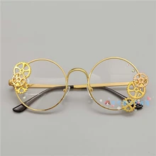 4 цвета ручной работы стимпанк круглые очки Шестерня очки оправа Harajuku Лолита Черный Серебряный Бронзовый Золотой розы мода