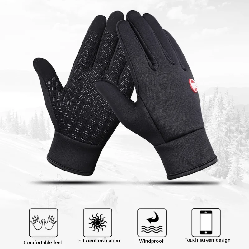 Катание на лыжах перчатки Водонепроницаемый флисовая ветрозащитная Термальность Сенсорный экран спортивные Велосипеды сноуборд перчатки унисекс